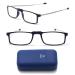 VANANA Foldable Reading Glasses with Case Blue Light Blocking Reader Portable Carry in Pocket for Men Women Blue (1 Pair) 2.0 x