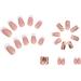 24pcs Nude Pink Glitter French Tip Press on False Nails with Leaves Pattern for Women and Girls | Removable Glue-on Stick on Nails - 0233Y61 - Buy Online on GoSupps.com