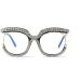 Square Oversized Rhinestone Vintage Punk Style Reading Glasses Black 1.75x Magnification - Buy Online on GoSupps.com