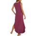 Women's Casual Summer Sleeveless Dress Loose Split Maxi Dresses with Pockets Beach Split Dresses T-Shirt Dress Wine X-Large - Buy Online on GoSupps.com