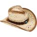Livingston Men & Women's Woven Straw Cowboy Hat w/Hat Band A-blue Bead_beige