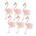 6pcs Birthday Cake Topper Cake Insert Decoration Happy Birthday Topper Hawaiian Cakes Toppers Flamingo Candles Cupcake Ornament Fruitcake Flash Powder Banquet Cute Pink Pink 6pcs