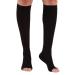 Famkit Compression Socks 23-32 mmHg Open Toe Varicose Veins Nylon + Spandex - Black - Large
