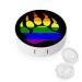 LGBT Gay Pride Rainbow Bear Paw Round Case For Contact Lens Kit Storage Box with Mirror Printed
