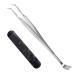 iJiZuo 2-in-1 Professional Tick Tweezers and Tick Hooks Reliable Against Ticks of Any Size Tick Remover for Humans Dogs Cats (with Leather Bag)