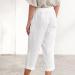 Mackneog Women's White Linen Cotton Crop Wide Leg Capris - Small | Casual Summer Pants - Buy Online on GoSupps.com
