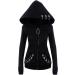 Womens Goth Punk Chain Strap Hooded Crop Top Black Sweatshirt - Buy Online on GoSupps.com