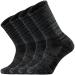 Ortis Men's Merino Wool Moisture Wicking Light Weight Breathable Cozy Outdoor Hiking Hike Cushion Crew Socks 4 Pack Black 10-13