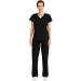Minty Mint Women's V Neck Stretch Medical Scrub Set w Side Panels Medium Black1