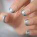 "Blue Lake" Artificial Nails Abstract Lines Short Square French Mani Full Cover 24pcs