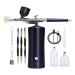 wemee Airbrush Kit with Compressor 20-30PSI Airbrush with 0.3mm Nozzle for Painting Tattoo Nail Art Model Coloring Easy Install Easy to Use Black