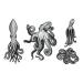 Kids Party Favor Waterproof Temporary Tattoo Sticker Set | Jellyfish Octopus Squid Cartoon Design | 10.5X6cm | Pack of 12 - Buy Online on GoSupps.com