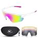 Snowledge sports glasses bike glasses men and women cycling glasses sunglasses adult sports bike polarizes wind protection glasses motorcycle glasses frame tr90 uv400 protection white-revo red (size: m) m