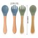 Timri Baby Feeding Spoons - 4 Soft Silicone & Wood Forks BPA Free | Perfect for Babies & Toddlers - Buy Online on GoSupps.com