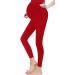 Crazy Chick Ladies Maternity Over Bump Red Leggings - Full Ankle Length, Stretchy & Adjustable - Buy Online on GoSupps.com