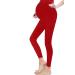 Crazy Chick Ladies Maternity Over Bump Stretchy Adjustable Full Ankle Length Leggings 8 Red