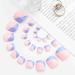 Square Glossy Acrylic Fake Toe Nails 24pc Set for Women & Girls - Blue & Pink - Buy Online on GoSupps.com