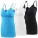 MANCI Nursing Top Tank Cami Women's Cotton Maternity Pajama Tops Sleep Bra for Breastfeeding L White+black+bright Blue