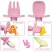 Vicloon Baby Fork and Spoon Set - 4Pcs Silicone Self Feeding Utensil for Infant Toddler, Easy Grip Cutlery Kit for Children - Red/Orange - Buy Online on GoSupps.com