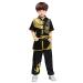 Boys Girls Kung Fu Master Tai Chi Dragon Chinese Uniform Top Shirt Pants Set Outfit 7-8 Years Black