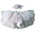 YONKINY Tutu Skirt Newborn Baby Photography Prop Headband Hairband Set Princess Tulle Skirt for Birthday Photography 6 Months Gray