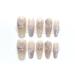 Handmade Wearing Armor Detachable Pink Heart Sparkling Cat Eyes Repeated Use of False Nails(Champagne M)