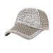 Women's Sun Cap Men Studded Rhinestone Crystals Adjustable Ponytail Mesh Baseball Cap Shiny Bling Casual Sports Khaki One Size