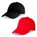 LANGZHEN 100% Cotton Outdoor Children's Kids Plain Baseball Cap Hat Adjustable Sun Hat for Girls Boys 2-4 Years Black+red