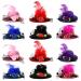 Gadpiparty 12 Pcs Mini Hat Hair Clip Hair Barrettes Small Top Hat Fascinator Hats Clip Hair Hairpin with Ribbon Flowers Faux Feather Mesh Hairpin for Kids Toddler Party Costume Accessory