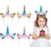 4 Pieces Unicorn Headband Girls Glitter Unicorn Horn Ears Flower Headband kids Head Bands Hair Accessory for Unicorn Theme Birthday Party Favor Supplies