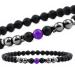 Magnetic foot chain 8.3 inner inside 6mm 2 packs black frosted stone foot chain remove static electricity matt stone foot chain improves sleep purple pine stone+magnet
