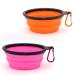 Slson 2 foldable bowl for dogs travel bowl with carabiner portable bowl for cats dogs and pets for water and food (350 ml orange and pink) 350ml orange and pink