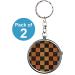 Portable Pill Organizer Pack of 2 - Checkered Edible Mushrooms Metal Medicine Box | 3 Compartment Stash for Vitamins & Meds with Keychain - Buy Online on GoSupps.com