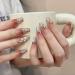 24Pcs/Set Press On Nails Icy powder blusher bright color fairy flower Length False Nails Acrylic Fake Nails Full Cover Nails Tips Artificial Finger Manicure Press on nails for Women and Girls