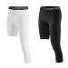 Valcatch Men's One Leg Tights Legging 3/4 Compression Pants Athletic Base Underwear for Basketball Running Black+white(right Short) Large