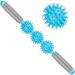 Massage stick roller print point spikes massage device muscle roller massage roller massage tab muscle massage device with 3 balls acupressure therapy for legs back arms shoulders thigh
