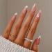 Sethexy flower almond false nails French press on nail pink false nails 24PCs acrylic nails to stick on for women and girls white flower
