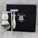 Classic Shaving Set in Ivory Color: Men's Grooming Essentials Synthetic Brush & DE Safety (Blades NOT Included) & Stand