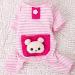 Soft Cotton Pet Dog Pajamas Jumpsuit | Cute Overall Cat Apparel for Play & Sleep | Small Red Strip - Buy Online on GoSupps.com