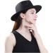 Lisianthus Women's Black Fedora Hat with Belt Buckle Detail - Stylish Accessory for Every Occasion - Buy Online on GoSupps.com