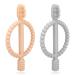 Baby biting toys 2 pieces of children's toothbrush toothing aid bite ring made of silicone BPA-free stimulate and massage the wound gums from 3 months Peach Powder & Gray