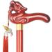 Wooden Cane Solid Walking Stick Walking Stick Cane Creative Carving Handle Red Wooden Crutch for Women Old Man Mobility Aid Costume Party Accessory for Elderly Seniors