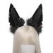 amangul Women Animal Wolf Ears Headdress Plush Hairband ry Headband Anime for Halloween Christmas Cosplay Accessories(Golden Earrings)