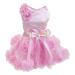 Dog dressing luxury puppy skirt dog clothing princess dresses wedding evening dress tutu rock rose flower bowknot dress for little dog girl pink l l pink