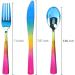 Supernal 120pcs Rainbow Silverware Set - Elegant Plastic Cutlery for Rainbow Party - Durable Gold and Pink Flatware - 40 Forks, 40 Knives, 40 Spoons - Buy Online on GoSupps.com