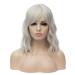 ATAYOU Ladies Short Wavy Silver Grey Wig - Full Bangs Soft Bob Style | Premium Quality Hairpiece - Buy Online on GoSupps.com