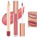 Matte Nude Lip Liner and Lipstick Makeup Set Matte Liquid Lipstick/Nude Lip Stain High Pigment Lipstick & Lipliner Pencil for Women Smooth Lip Color (05)