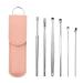 6 pieces of stainless steel ear picker kit ear picking ear spoon ears ear picking earpick earlery remover tool with storage bag spiral spring ear cleaner tools for men women adult children pink (e)