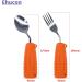 EHUCON Curved Angled Spoon and Fork Set for Tremors Parkinsons - Easy Grip Cutlery for Elderly - Lightweight Non-Slip Handles (Orange, Right Hand) - Pack of 2 - Buy Online on GoSupps.com