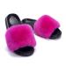 Sliders for Women Fur Slippers Warm Comfortable Soft for Women Slides Flip Flop Indoor Furry Home Slippers Fluffy Sandals Winter Plush Shoes for Indoor Outdoor Fashion Sandals (B 24.5CM) (D 25.5CM)